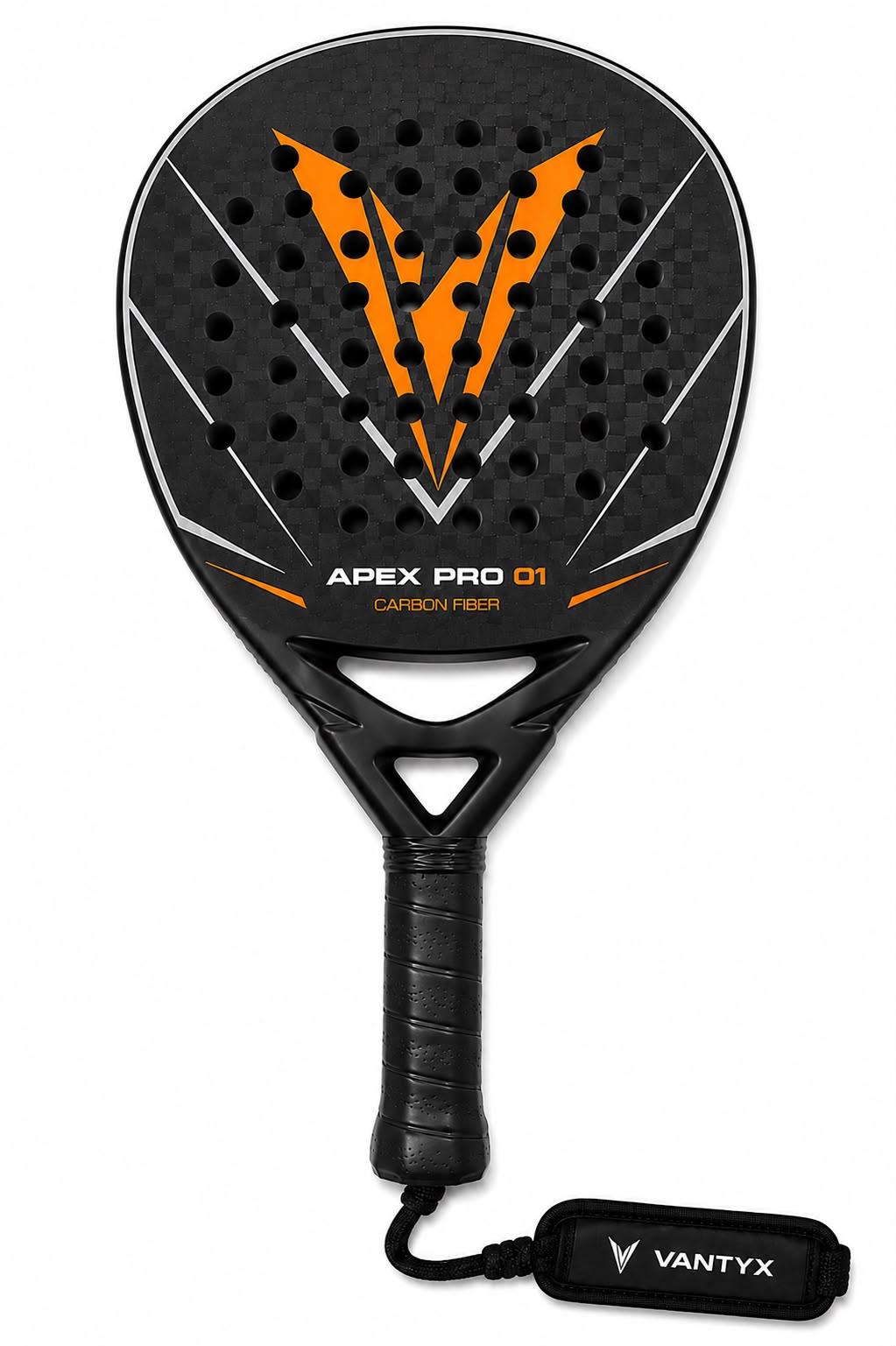 12k Vantyx Apex Pro 01 -  12k Carbon Fibre - Orange - Padel Racket
